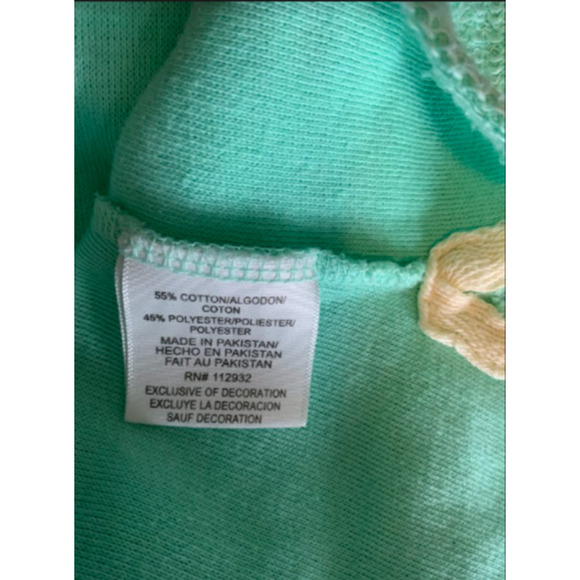 Vintage US Women's Hoodie String Knots Embroidered Beachy Green Sweatshirt Sz S - Picture 5 of 5